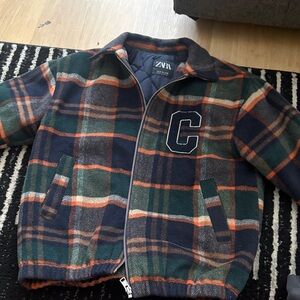 Zara Kids Plaid Jacket - Navy, Green & Orange